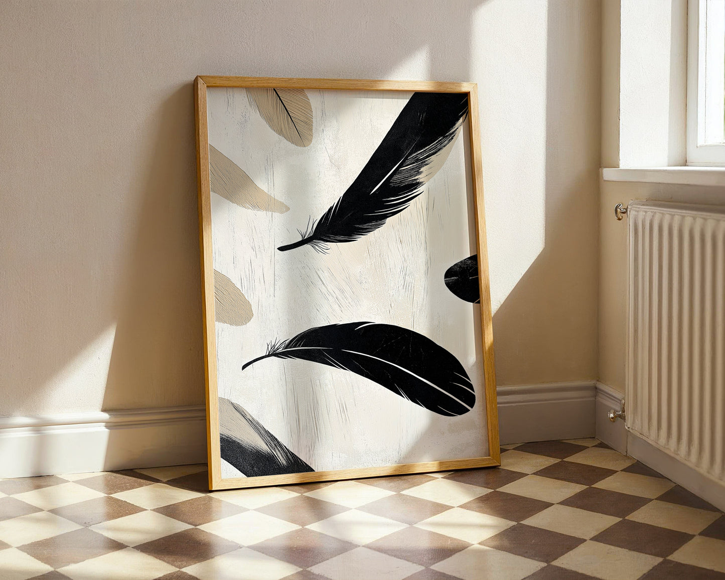 Black Beige and Brown Abstract Print(Printable+Physical)