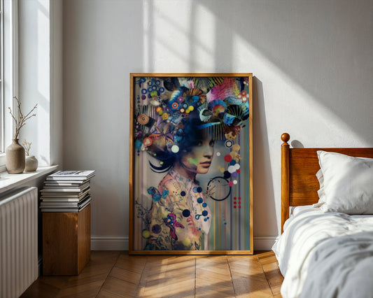 Modern surrealist design woman canvas print wall painting(Printable+Physical)