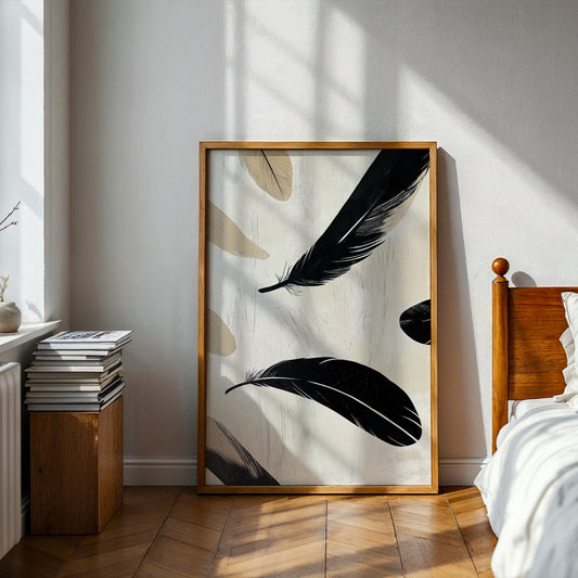 Black Beige and Brown Abstract Print(Printable+Physical)