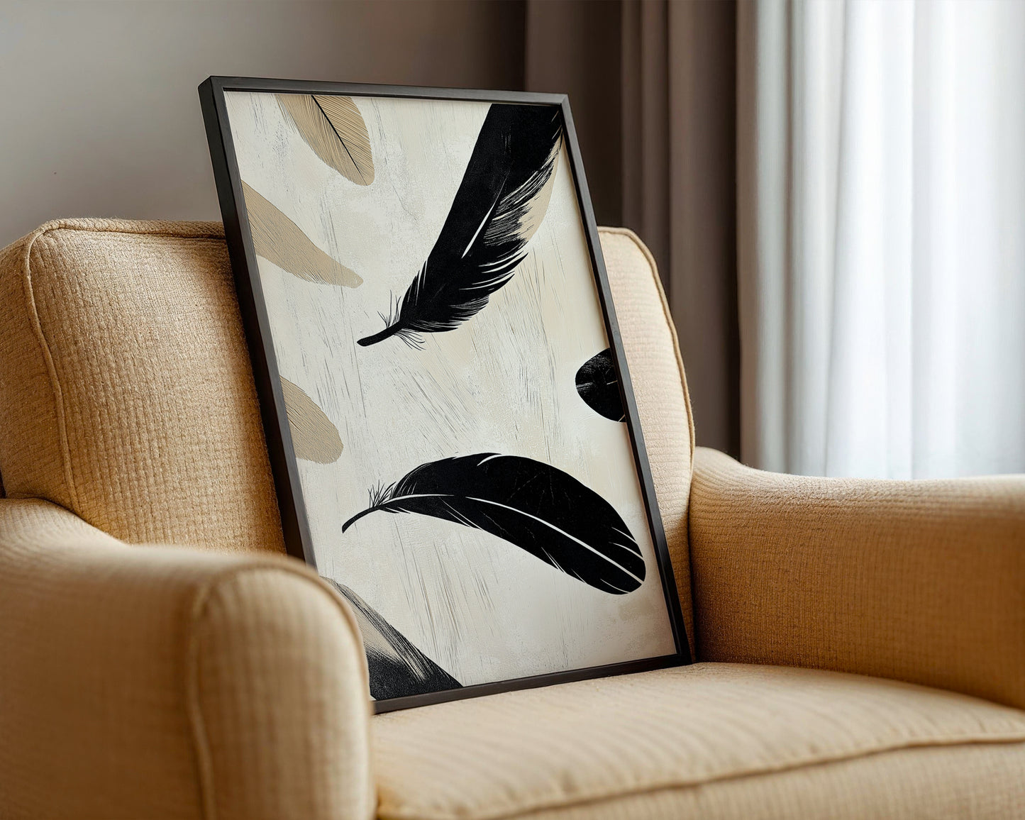 Black Beige and Brown Abstract Print(Printable+Physical)