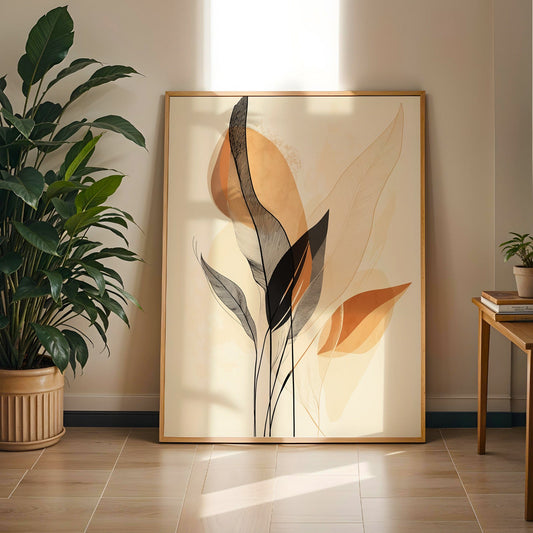 Black Beige and Brown Abstract Print(Printable+Physical)