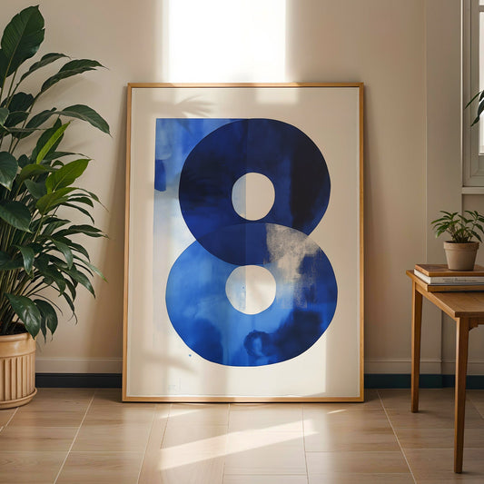 Mid-century Trendy Bracing Blue Beige Organic Lines Minimalistic Printable Wall Art(Printable+Physical)