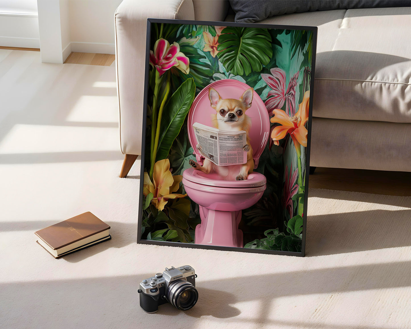 Funny Chihuahua on Toilet Print(Printable+Physical)
