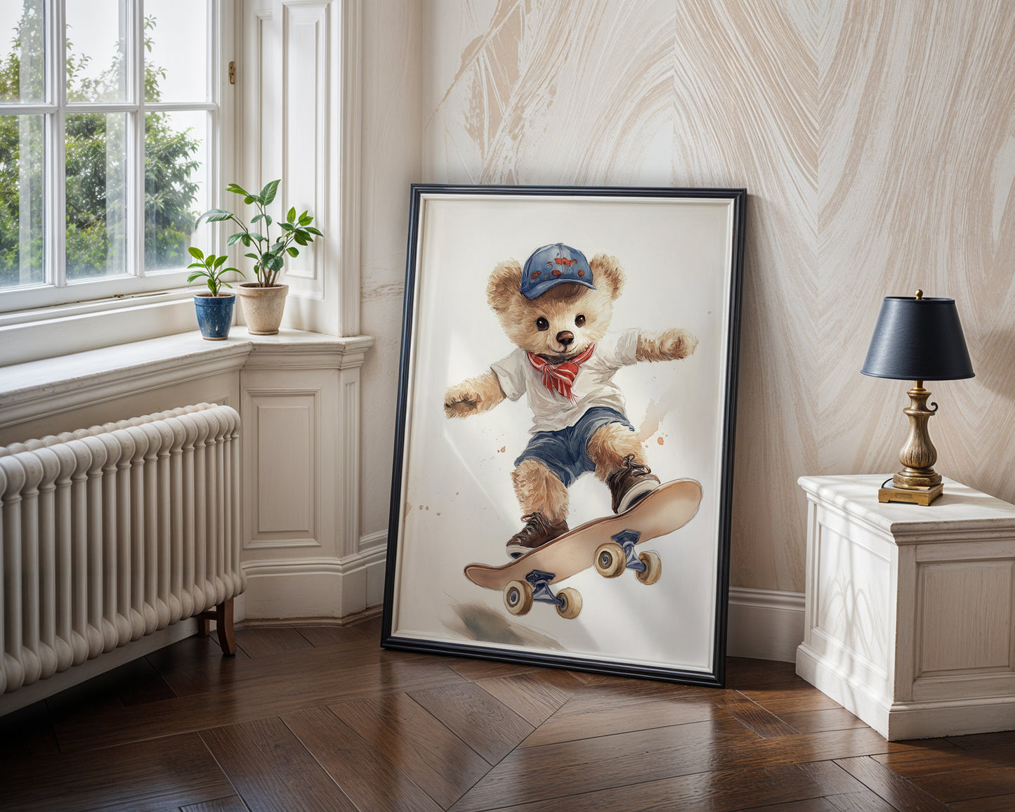 Vintage Teddy Bear Skateboard Wall Art(Printable+Physical)