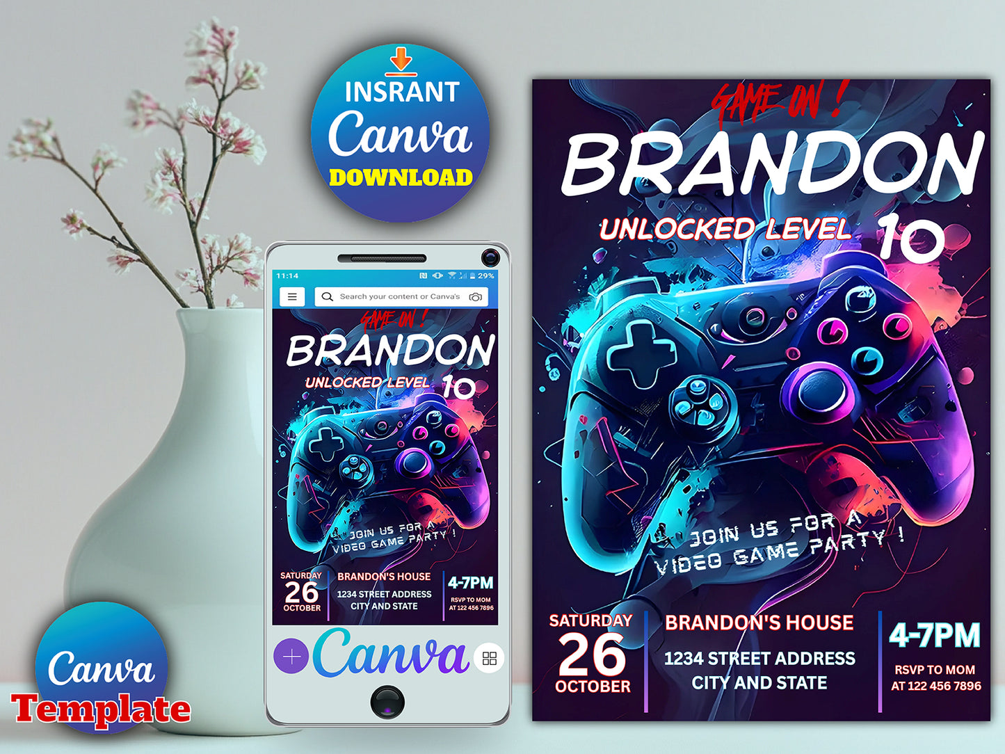 Video Game Birthday Invitation (Printable)