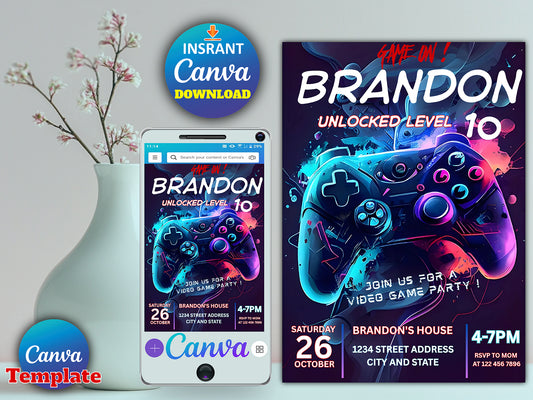 Video Game Birthday Invitation (Printable)