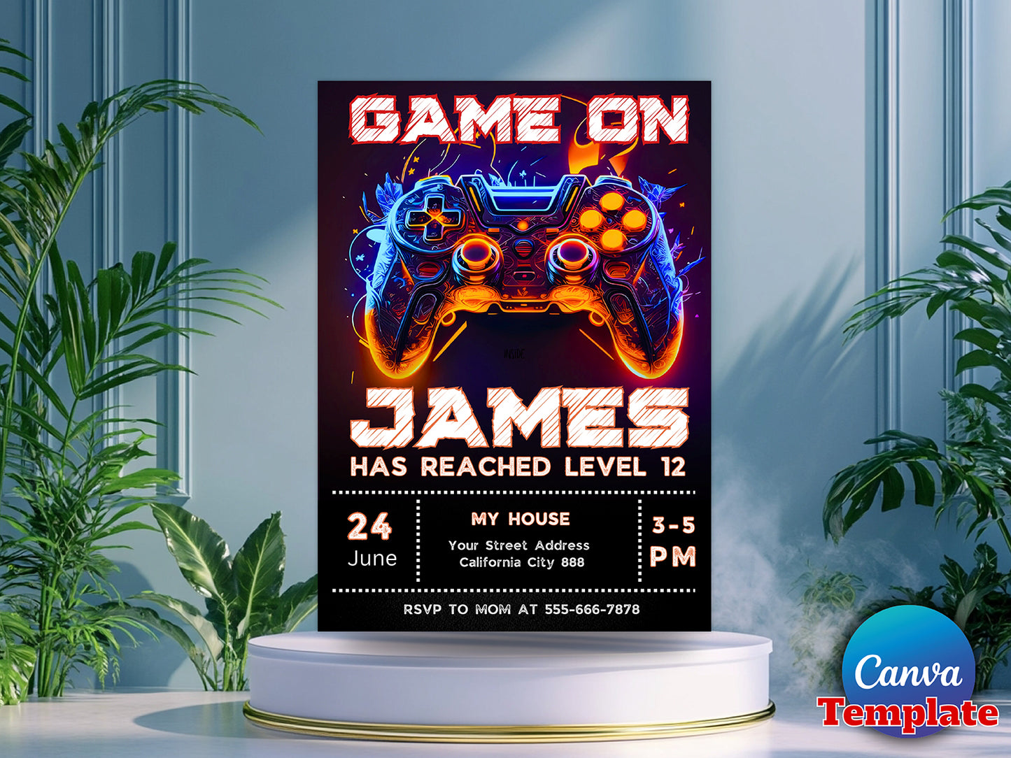 Editable Video Game Party Invitation(Printable)