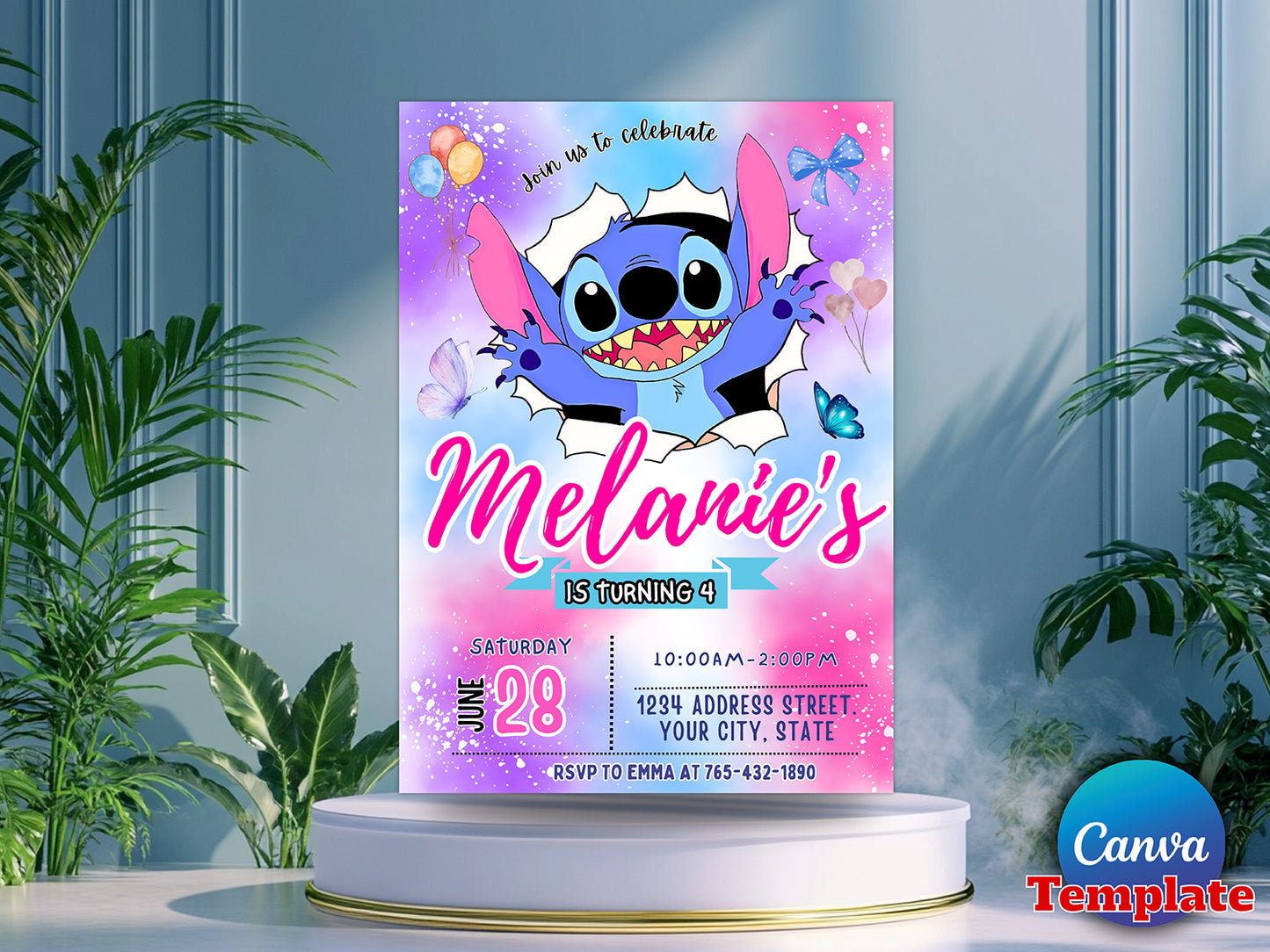Stitch Birthday Party Invitation Template (Printable)
