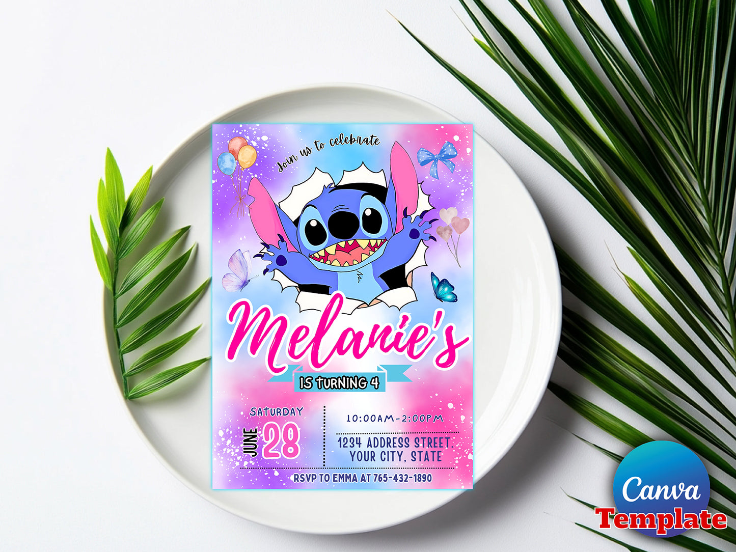 Stitch Birthday Party Invitation Template (Printable)