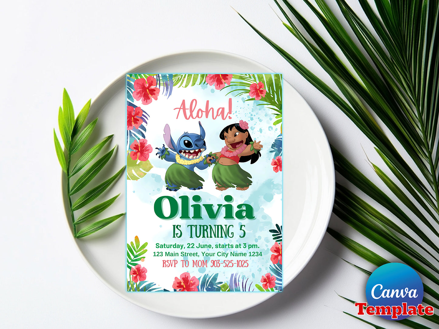 Lilo and Stitch birthday invitation(Printable)