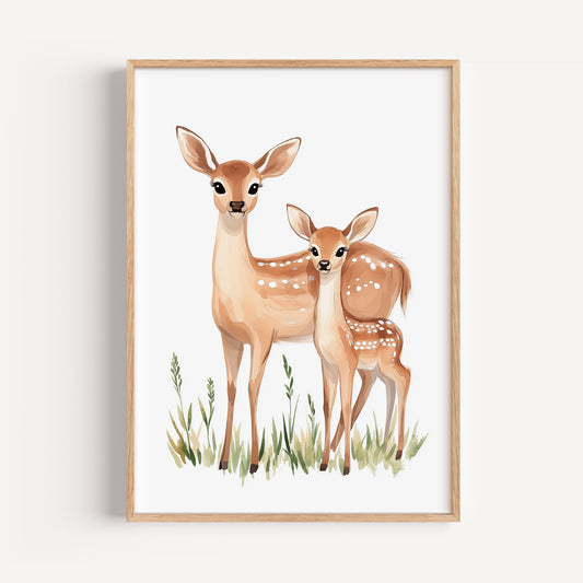 Watercolor Deer Nursery Print(Printable+Physical)