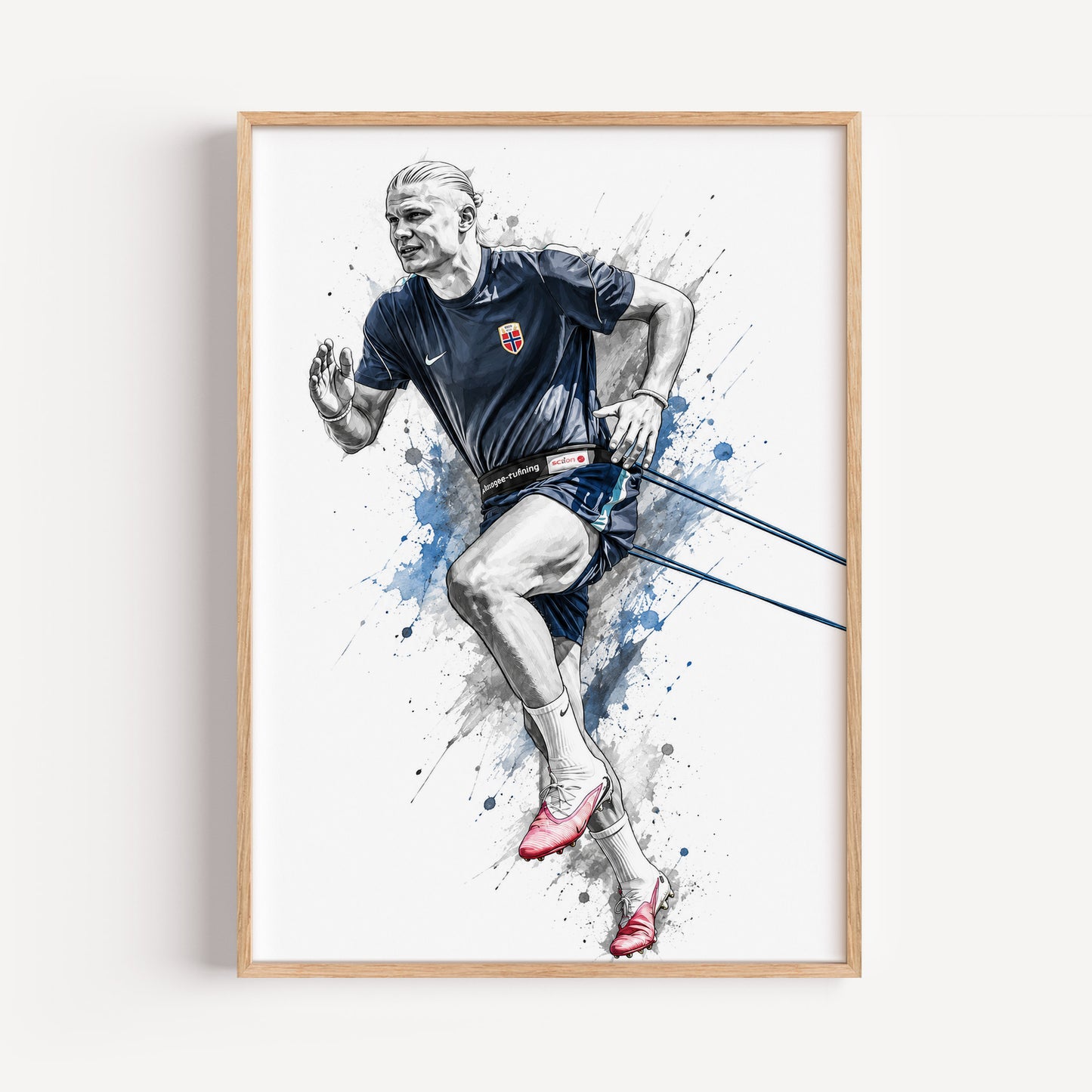 Erling Haaland Norway Resistance Training Sprint Poster Athletic Conditioning Watercolor Wall Art (Printable+Physical)