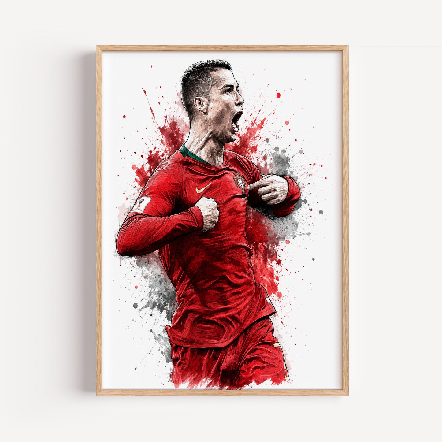 Cristiano Ronaldo Portugal Crest Point Poster CR7 Watercolor Sketch Side Profile Wall Art (Printable+Physical)