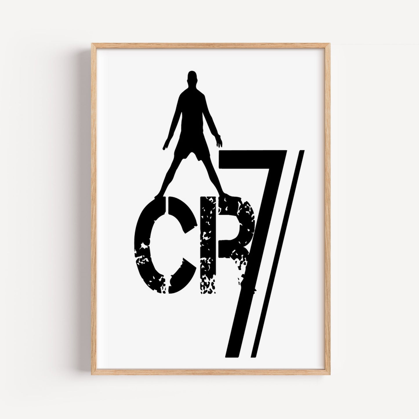 CR7 Monochrome Stencil Art Poster Ronaldo Signature Victory Stance Wall Decor (Printable+Physical)