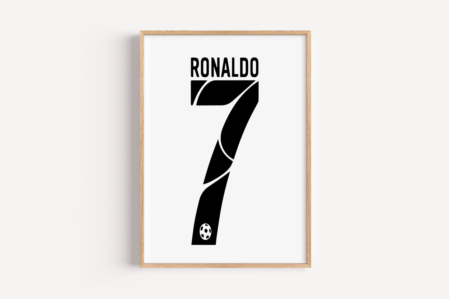 Ronaldo No 7 Minimalist Jersey Typography Poster Geometric Football Wall Print (Printable+Physical)