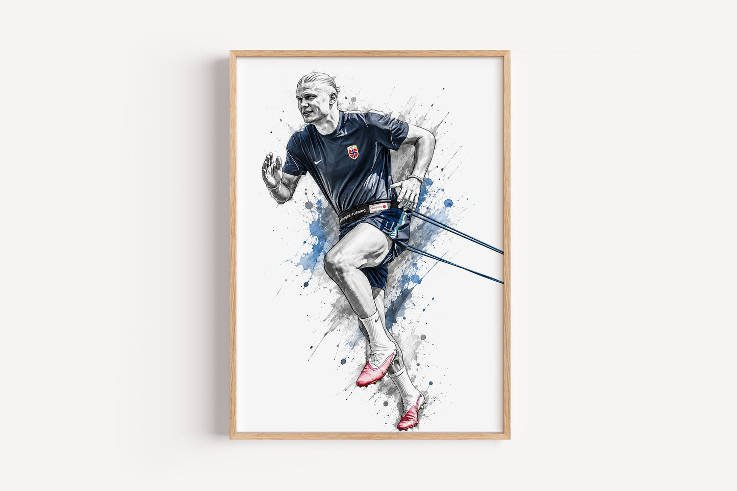 Erling Haaland Norway Resistance Training Sprint Poster Athletic Conditioning Watercolor Wall Art (Printable+Physical)