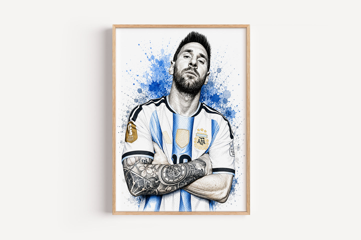 Lionel Messi Argentina Arms Crossed Poster Albiceleste Captain Sketch Tattoo Detail Wall Art (Printable+Physical)