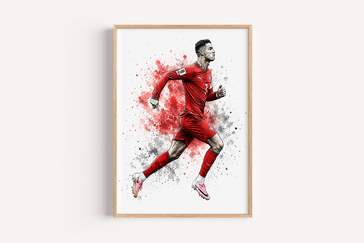 Cristiano Ronaldo Portugal Sprinting Motion Poster CR7 Forward Run Watercolor Wall Art (Printable+Physical)