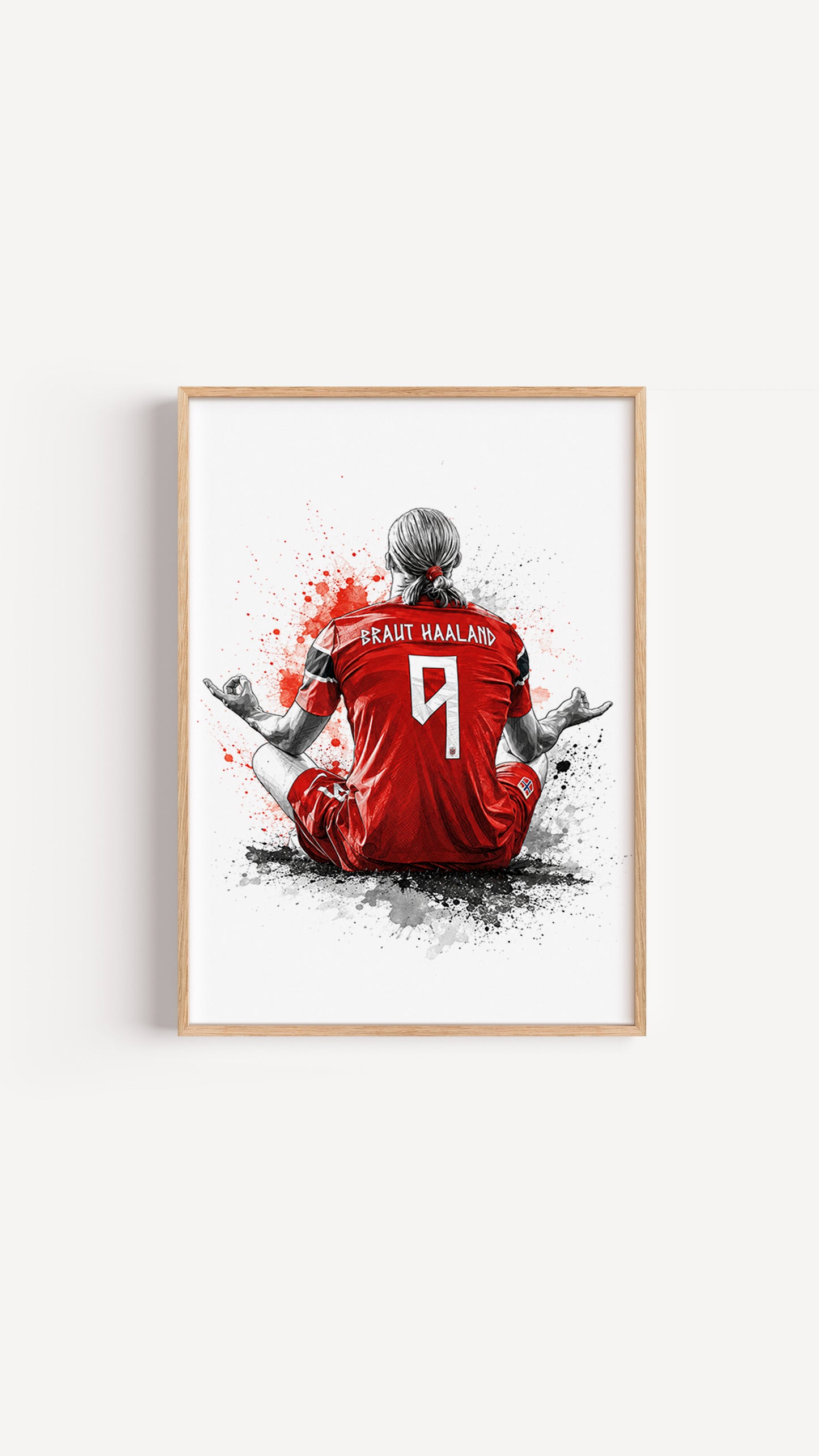 Erling Haaland Norway Zen Meditation Poster Braut 9 Back View Watercolor Wall Art (Printable+Physical)