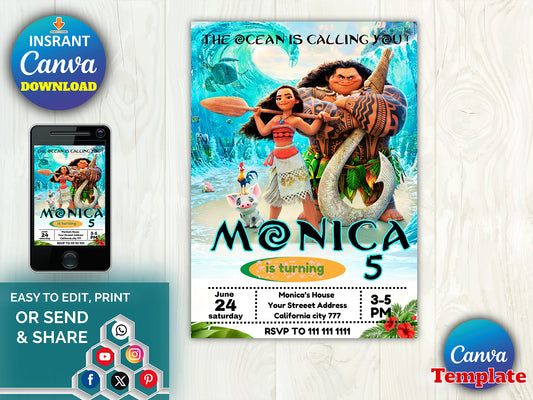 Printable Baby Moana Birthday Invite (Printable)