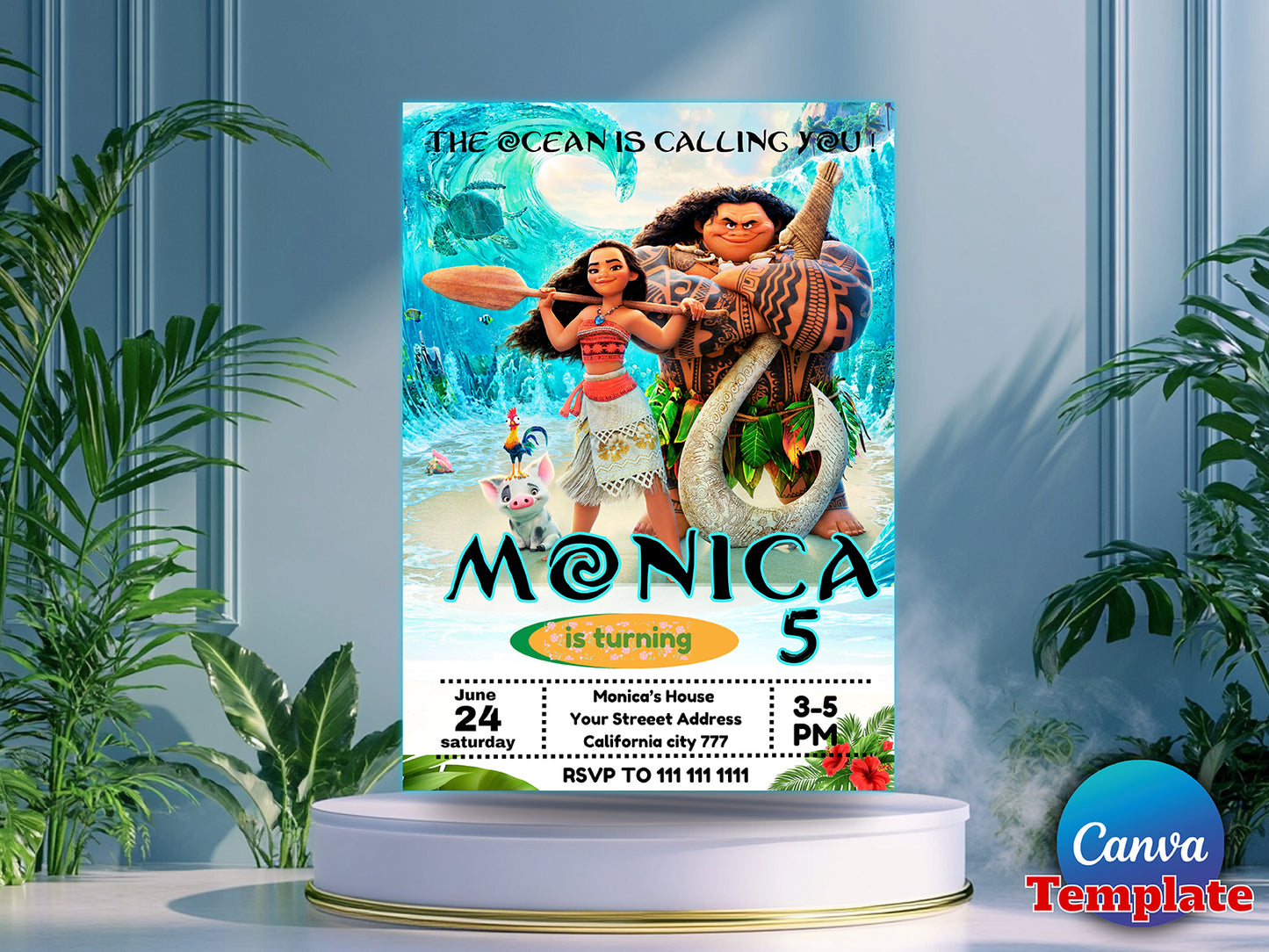 Printable Baby Moana Birthday Invite (Printable)