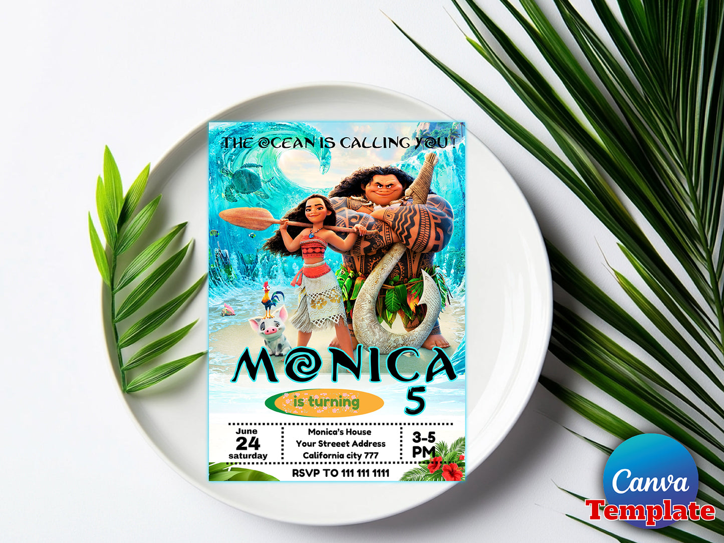 Printable Baby Moana Birthday Invite (Printable)
