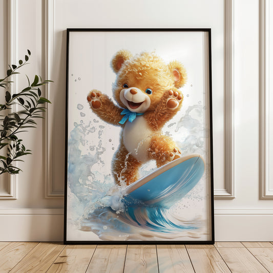 Big Wave Surfing Teddy Bear Digital Print(Printable+Physical)