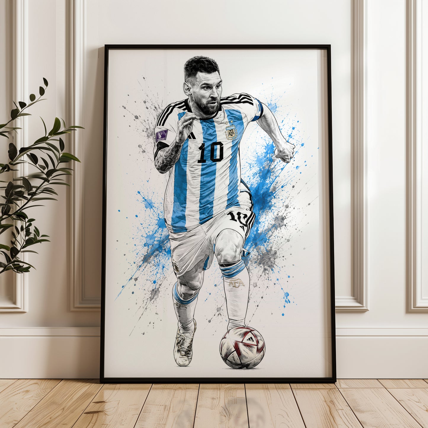 Lionel Messi Argentina Football Legends Sketch Wall Art Poster (Printable+Physical)