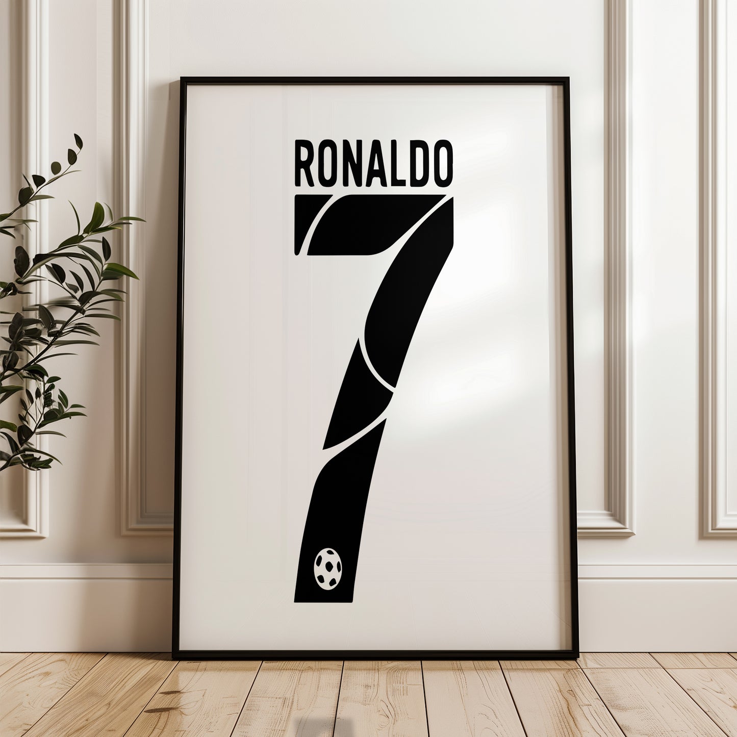 Ronaldo No 7 Minimalist Jersey Typography Poster Geometric Football Wall Print (Printable+Physical)