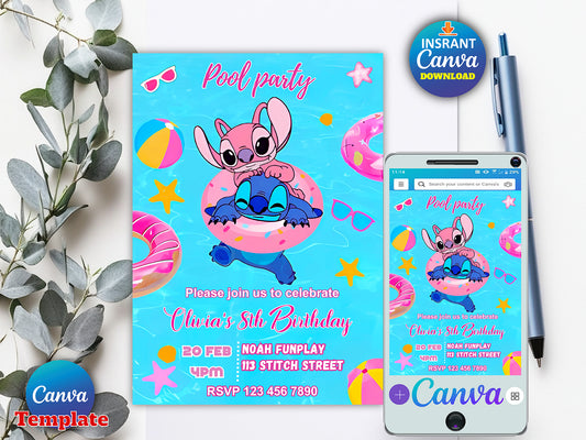 Pool Party Birthday Invitation(Printable)