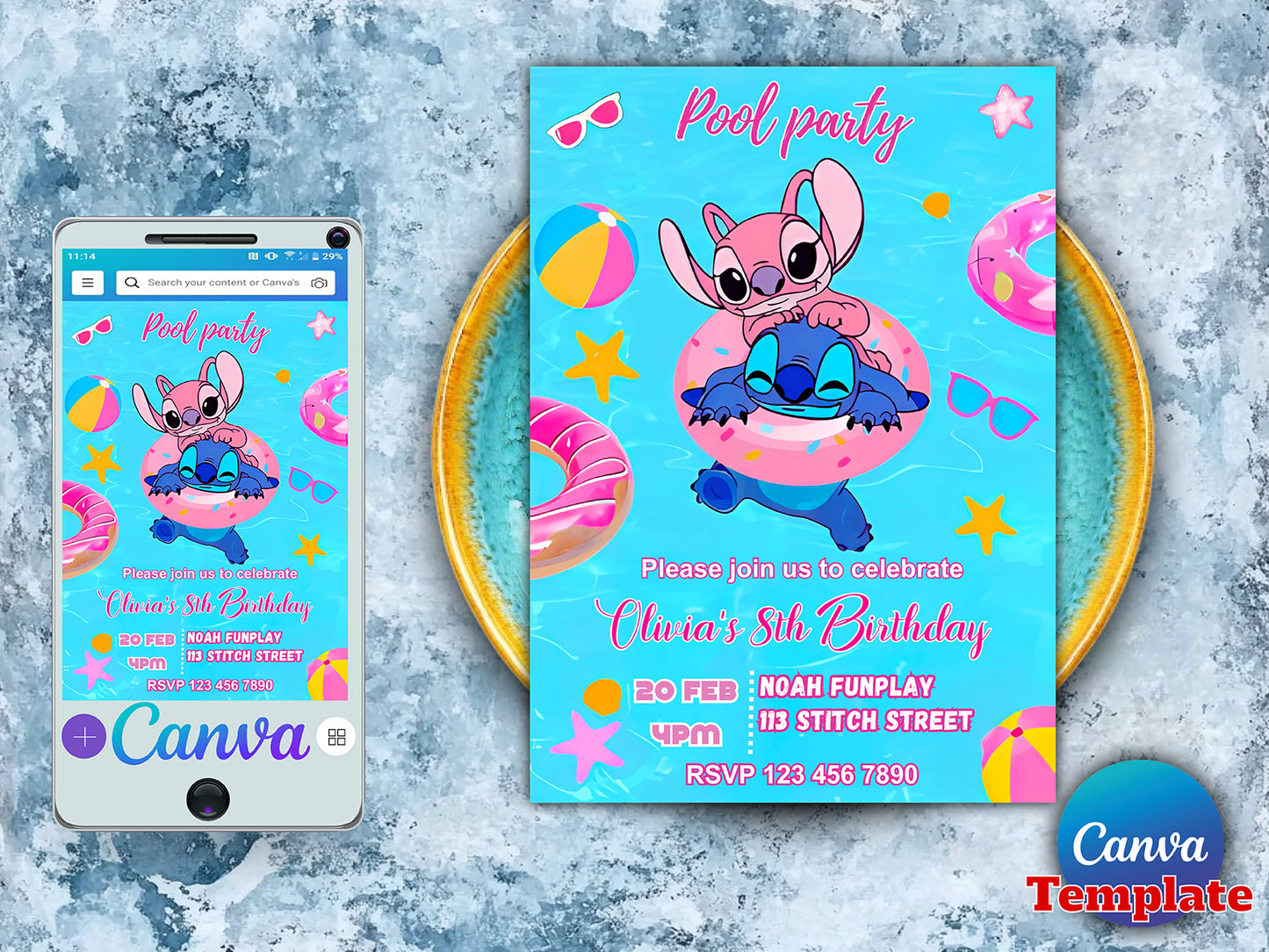 Pool Party Birthday Invitation(Printable)