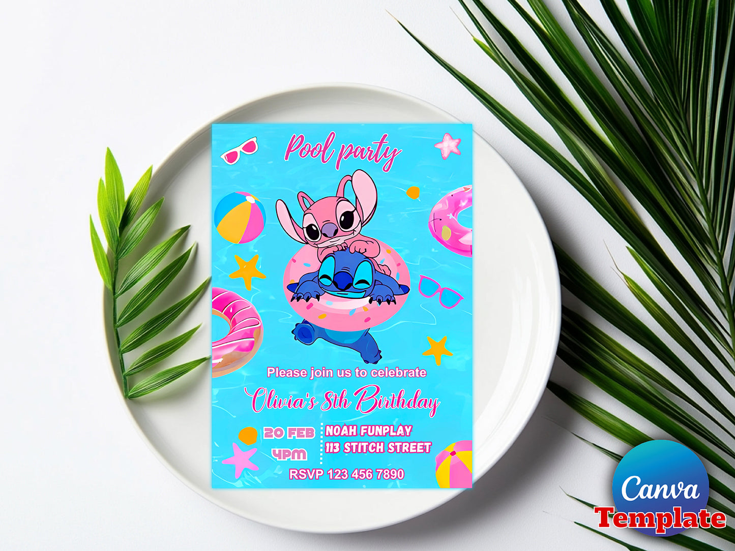 Pool Party Birthday Invitation(Printable)