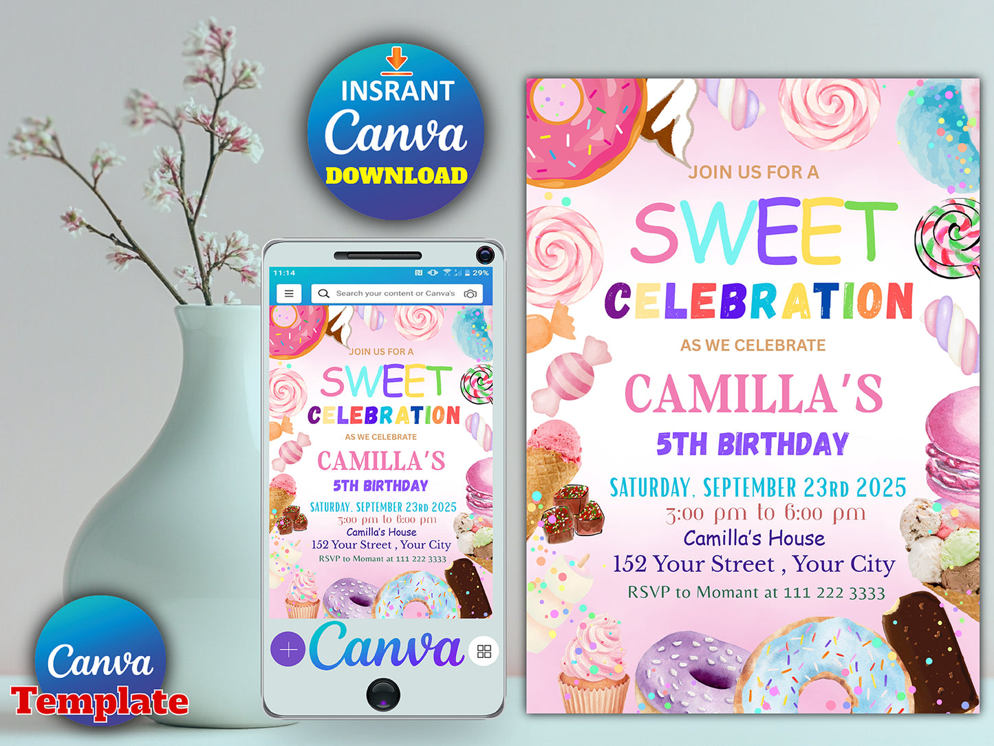 Sweet Celebration Birthday Invitation(Printable)