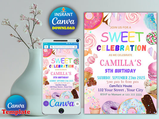 Sweet Celebration Birthday Invitation(Printable)