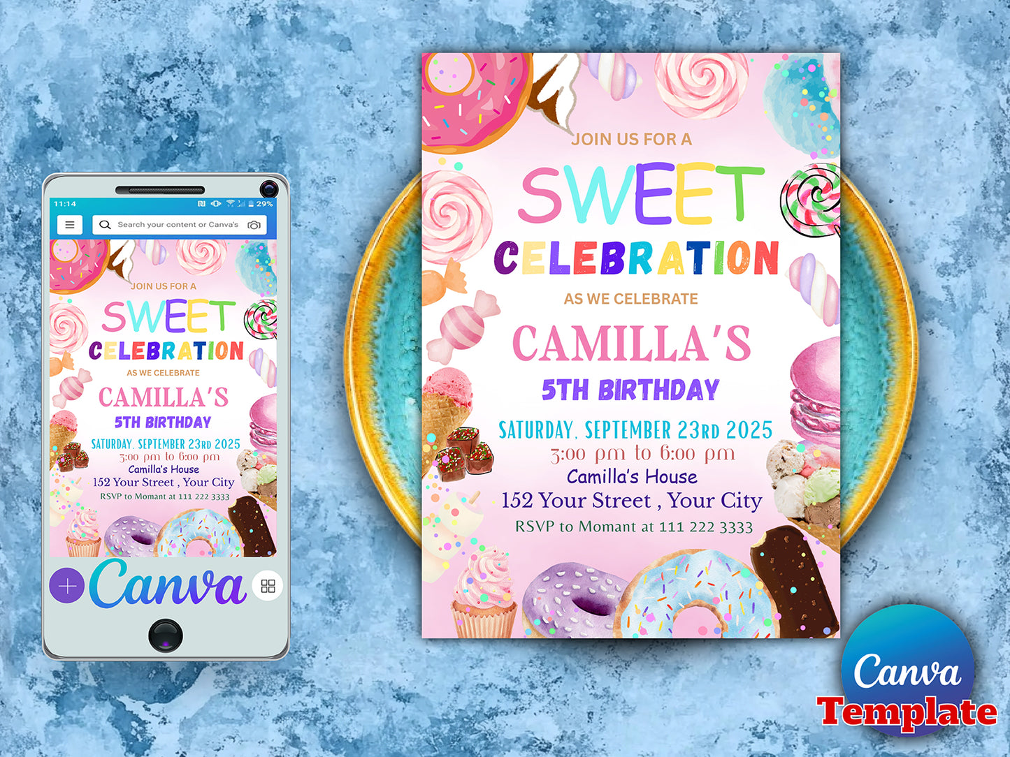 Sweet Celebration Birthday Invitation(Printable)