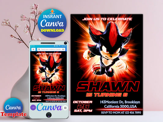 Editable Sonic 3 Invitation(Printable)