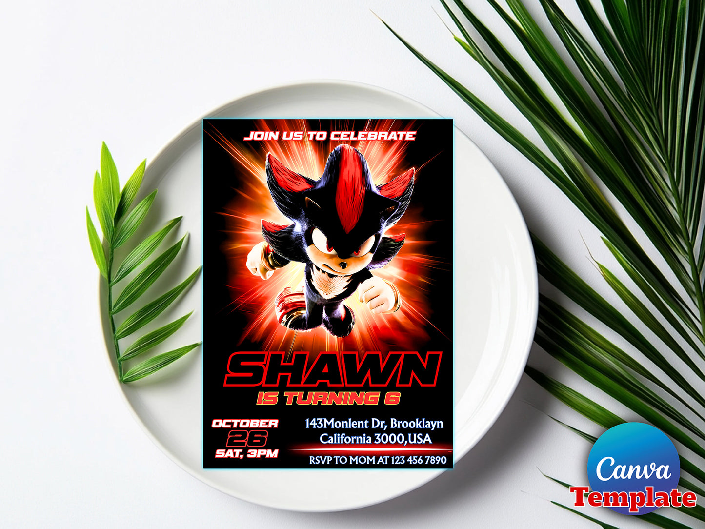 Editable Sonic 3 Invitation(Printable)