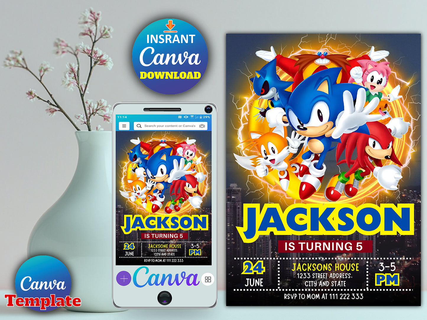 Super Sonic The Hedgehog Party(Printable)