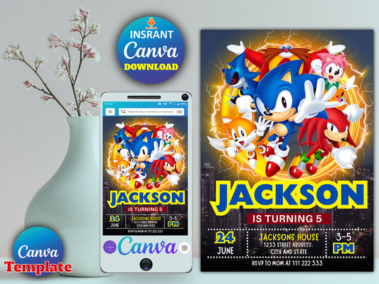 Super Sonic The Hedgehog Party(Printable)