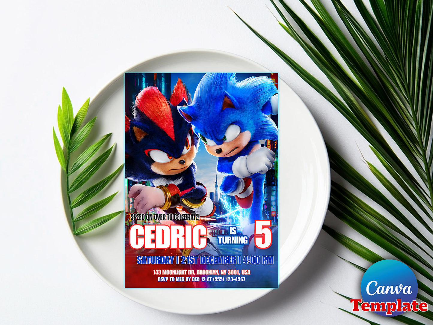 Editable Sonic 3 Invitation(Printable)