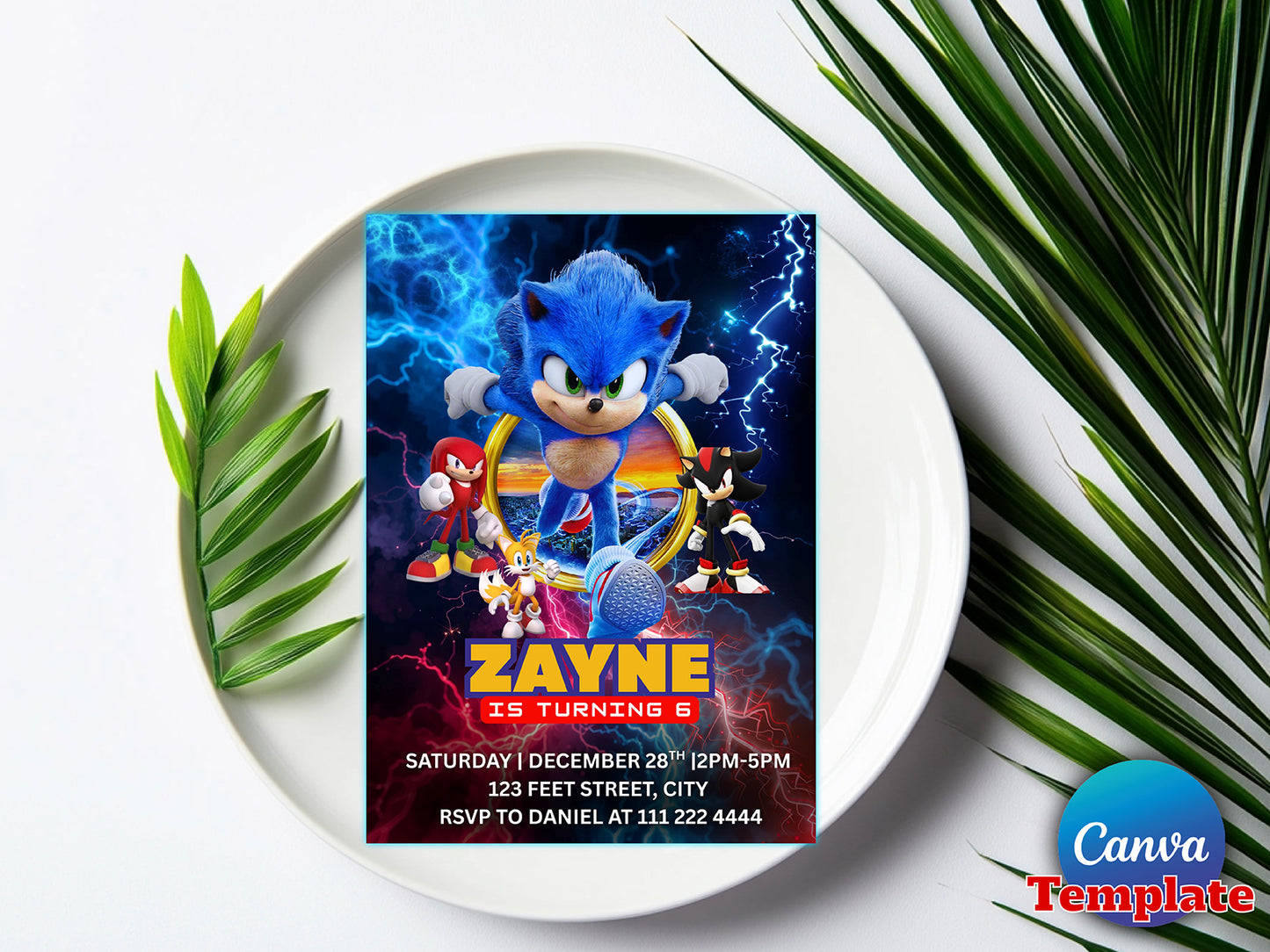 Super Sonic Birthday Invitation(Printable)
