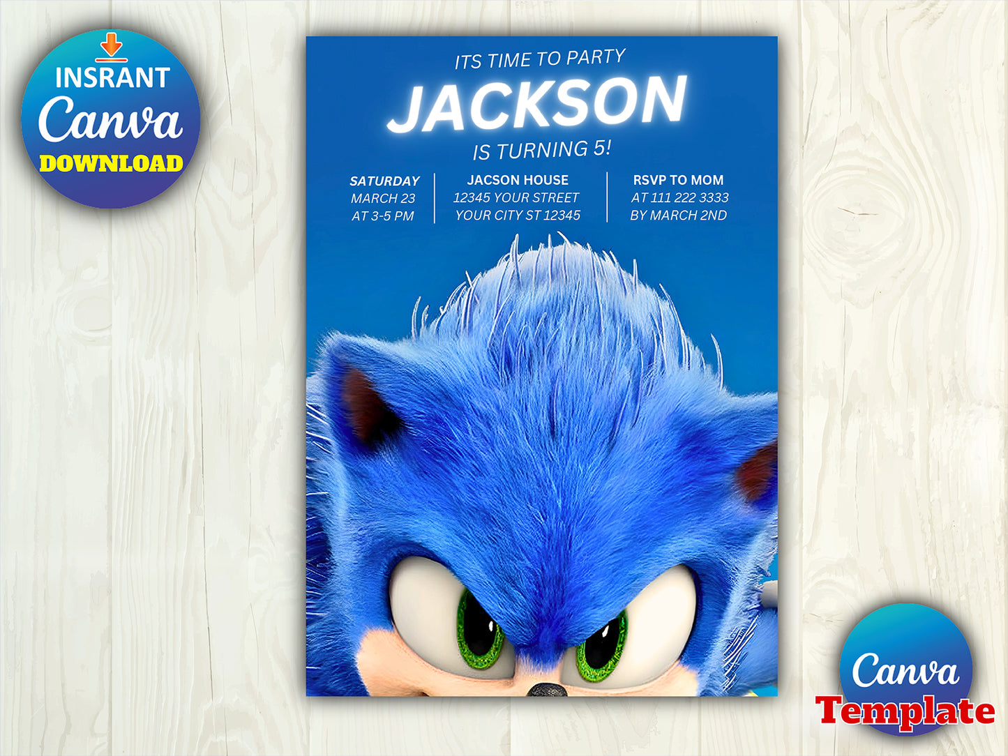 Sonic the Hedgehog Birthday Party Invitation(Printable)