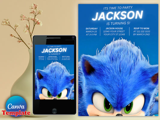 Sonic the Hedgehog Birthday Party Invitation(Printable)