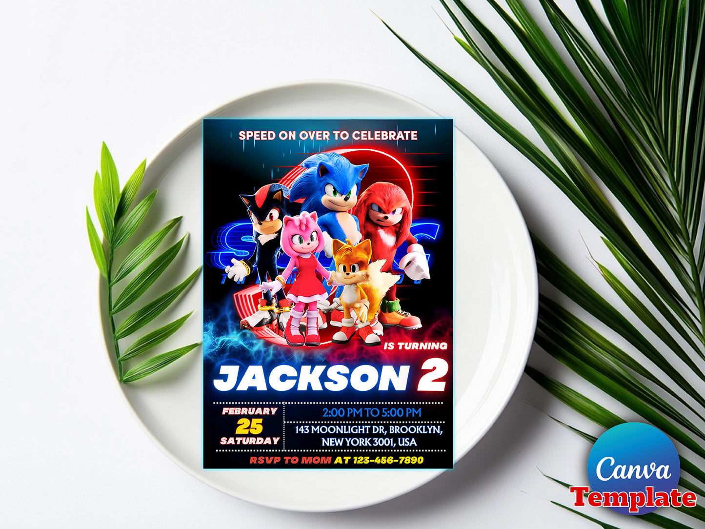 Editable Sonic 3 Invitation(Printable)