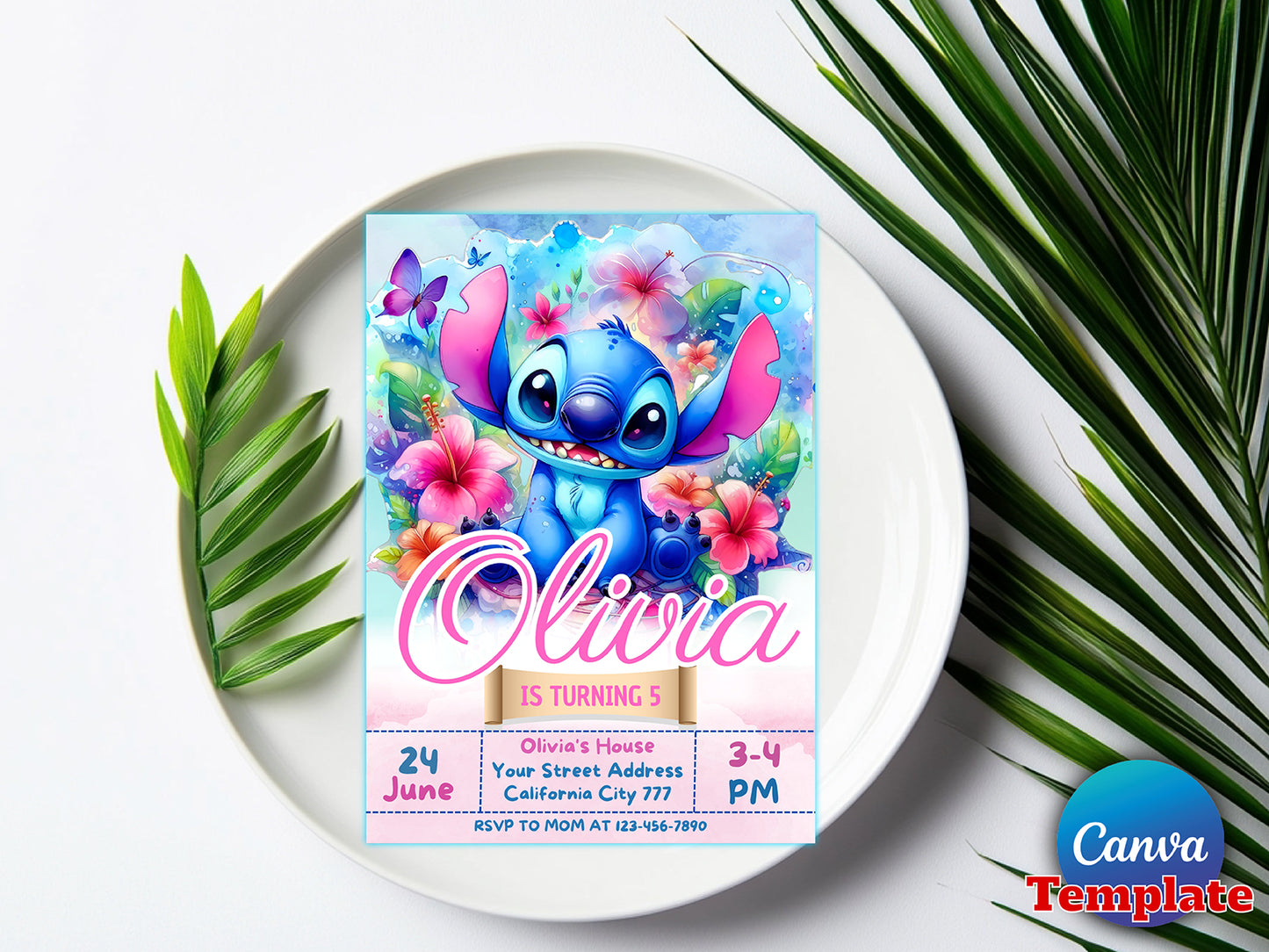 Stitch Birthday Invitation Editable Template (Printable)