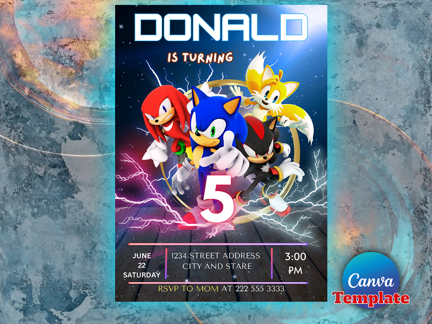 Super Sonic Party Invitation(Printable)