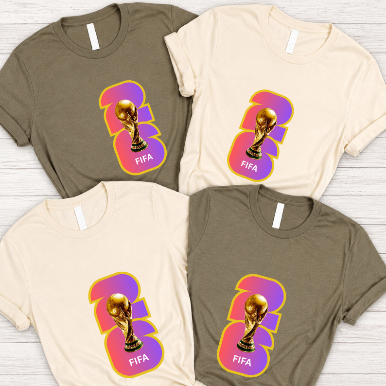 FIFA World Cup 2026 Trophy Gradient Number Graphic T-Shirt (physical)