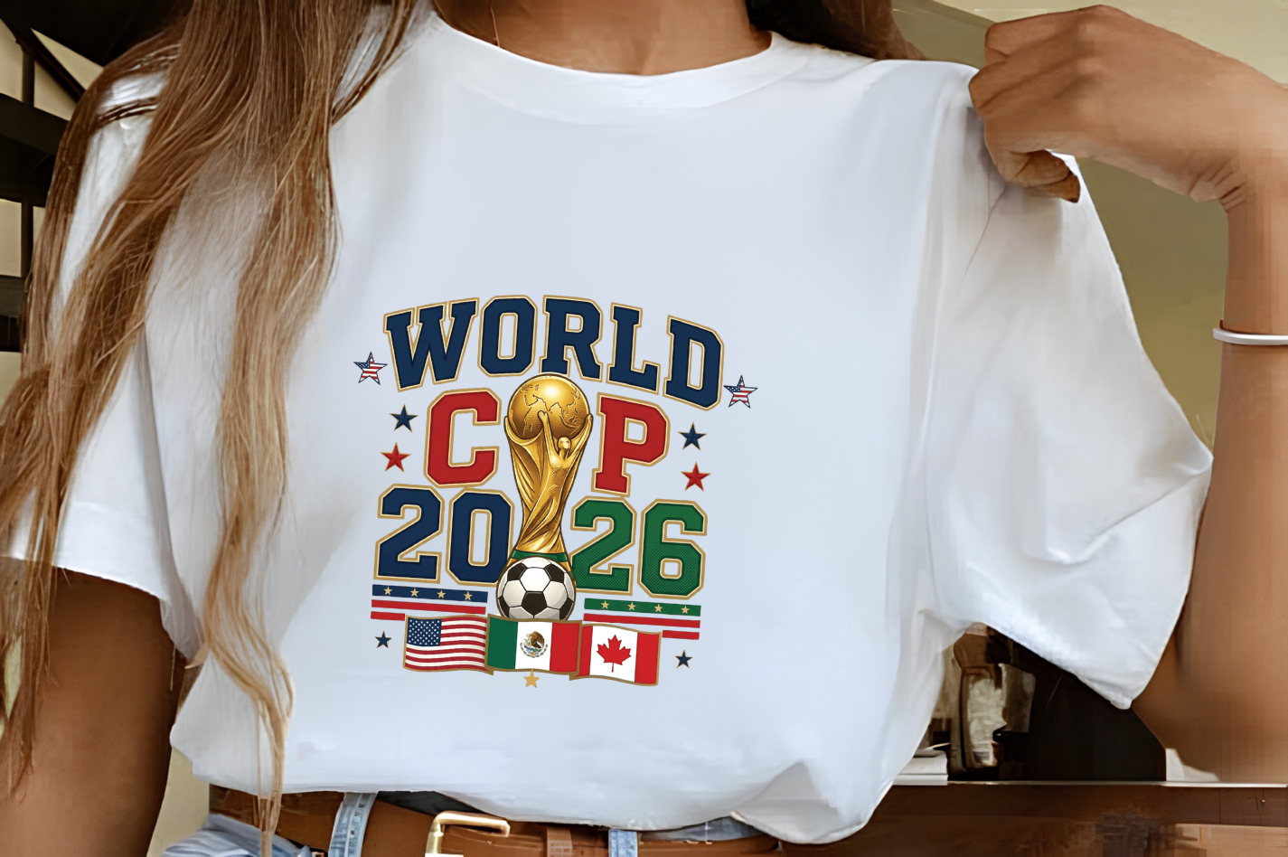 World Cup 2026 Host Nations Vintage Block Letter Graphic T-Shirt (physical)