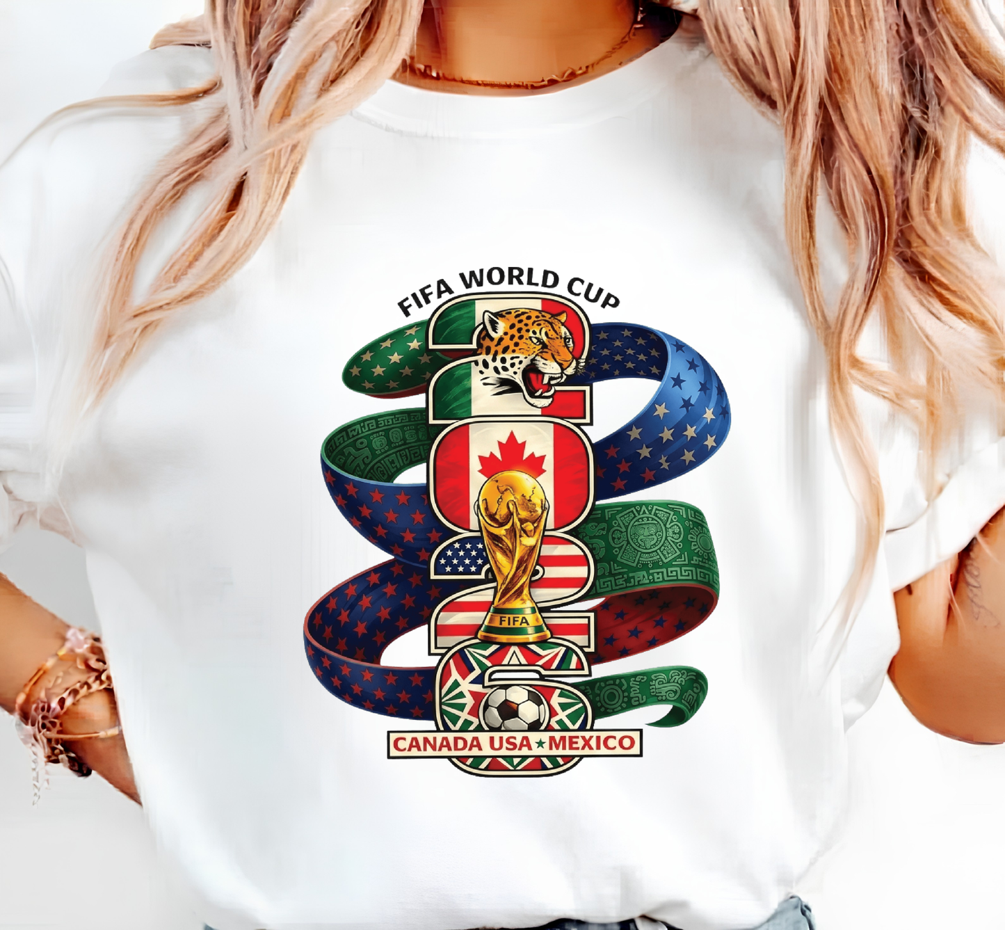 FIFA World Cup 2026 Canada USA Mexico Graphic Black T-Shirt (physical)