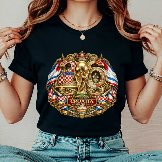 Croatia World Cup 2026 Premium Golden Graphic Black T-Shirt (physical)